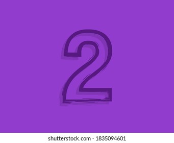 2 fuente de número, trazo de pincel dibujado a mano. Diseño caligráfico moderno y elegante. Para elementos de diseño, logotipo, póster creativo, etc. Ilustración vectorial 
