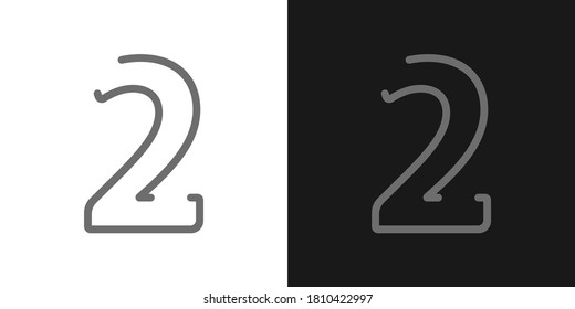 2 tipos de letra de diseño de línea de números. Ilustración vectorial de color de contraste