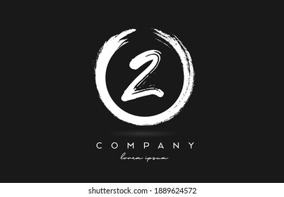 2 number logo icon in black and white. Vintage grunge design for company and business with circle