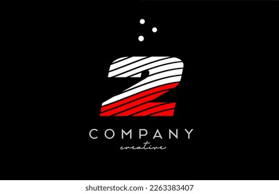 Logo de 2 números con líneas y puntos rojos. Diseño de plantillas creativas corporativas para empresas y negocios