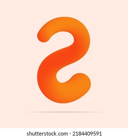 2 number made of shinny orange color design. Vector isolated font for bright logo, poster, headline, etc.