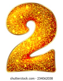 2 number made of shiny material