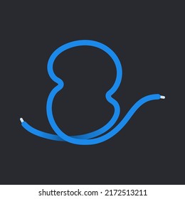 2 number made shoelace. Vector isolated font for app logo, sport design, creative template and more