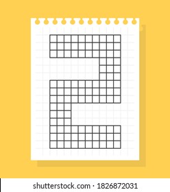 2 number on notepad sheet of squared paper, made of squares. Vector illustration