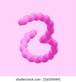 2 number pink cotton candy logo design. Vector shinny isolated font for app logo, , design element, poster and headline etc.