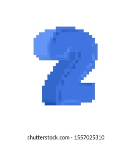 2 number pixel art. cartoon font. 8 bit Twoe numeral Children alphabet. Pixelate vector illustration
