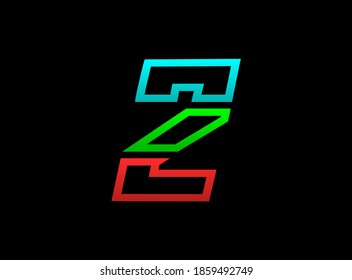 2 number rgb logo, vector desing font .Dynamic split red, green, blue color on black background. For social media,design elements, creative poster, web template etc.   