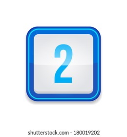 2 Number Rounded Corner Square Vector Blue Web Icon Button