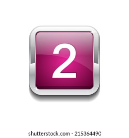 2 Number Rounded Rectangular Vector Pink Web Icon Button