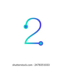 2 number tech logo icon vector eps 