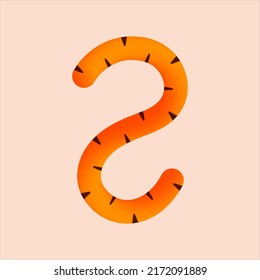 2 number tiger tail design. Vector animal, wildlife isolated font for logo, app logo, wild life concept, animal poster headlines and more