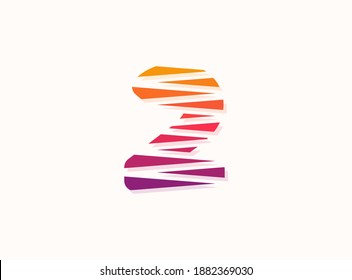 2 números logotipo de color degradado de moda con líneas diagonales. Diseño en lona perfecto para afiches creativos, etiquetas de marca, medios sociales, identidad corporativa y más