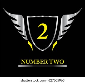 2. number two. 2nd. winged shield.