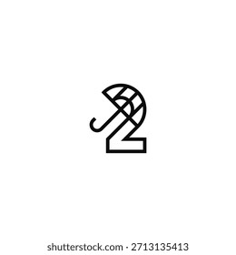 2 número y concepto de diseño de logotipo de paraguas.