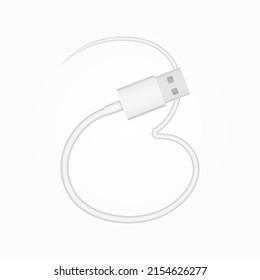 2 number usb cable realistic vector style. İsolated font for logo, application, creative technology design and more