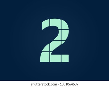 2 number, vector desing font.  Made of knife cut. For logo, brand label, design elements, corporate identity, application & more. IsolatedEps10 illustration