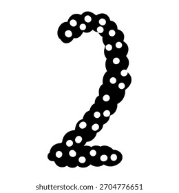 2 numerical escrito a mano en estilo mullido lindo, número dos con lunares blancos aislados en un fondo blanco para propósitos educativos o de diseño