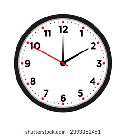 2 o'clock, vector illustration of a wall clock