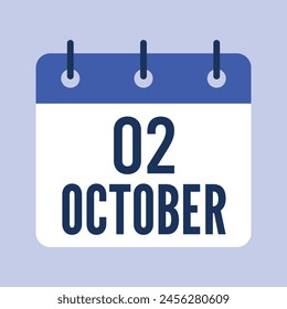 2 October Calendar, Isolated Vector Calendar.