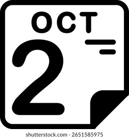 2 October Calendar Semi Solid minimalist Icon