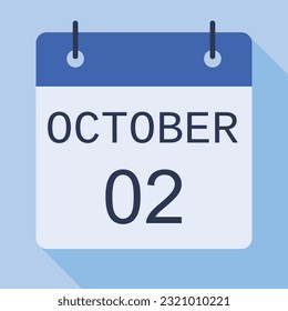 2 October Calendar, Vector Calendar.