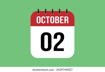 2 October Calendar. October Calendar Vector Illustration.