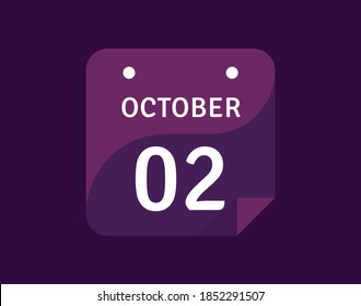 2 October, October 2 icon Single Day Calendar Vector illustration