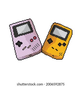 2 old game console with pixel art style