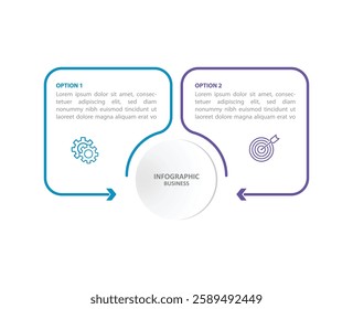 2 option infographic template design vector with line and circle for business and presentation 