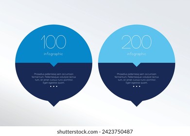 2 options concept, steps. Two connected circles. Infographic template.