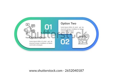 2 Options infographic compare and choice template. Diagram, Annual report, Marketing, Business presentation and Strategy. Vector illustration.