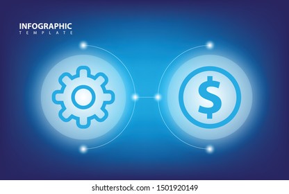 2 options infographic with light circles