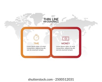 2 Options infographics template. Concept with step of time and money.