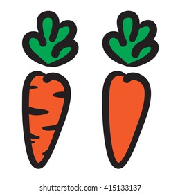 2 orange carrots vector illustration icons

