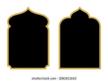 2 oriental style decorative ornamental arches. Vector illustration, isolated on white background