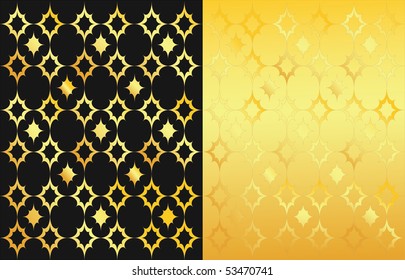 2 ornamental backgrounds, black and gold