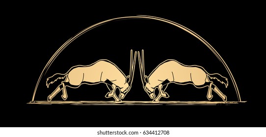 2 Oryx jumping to battle graphic vector