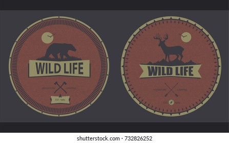 2 Outdoor wildlife camping vector logo design.