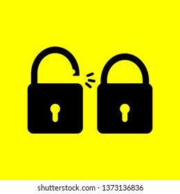 2 padlocks that lock and unlock on a yellow background