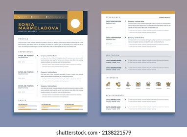 2 page Clean, Modern Professional Resume Template