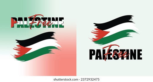 2 Par Diseño de Ilustración de Bandera Palestina Libre sobre un fondo degradado con fondo blanco.