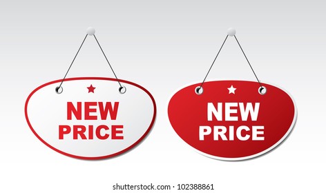 2 panels with text - New price. Vector