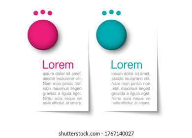 2 notas de papel para infografía, presentación de negocios, web, internet, folleto, fondo de pantalla.