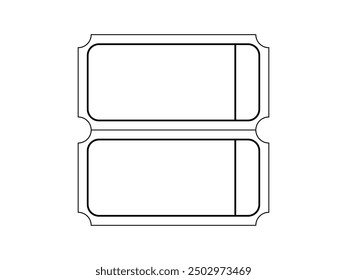 2 part blank raffle ticket template. Clipart image isolated on white background