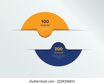 2 Teildiagramm, Schema, Infografik Vektor.Zwei Elemente Banner. 2 Stufen Design, Diagramm, Infografik, Schritt für Schritt Option, Layout.
