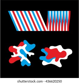 2 patterns and 2 camouflage elements for pattern / abstract vector / red blue white colors