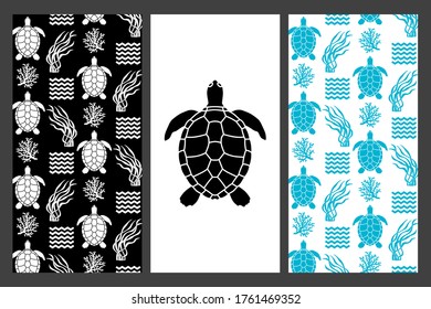 2 Muster und eine Krabbensilhouette für Tapete oder Stoff.