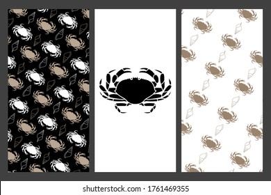 2 patterns and a turtle silhouette for wallpaper or fabric.