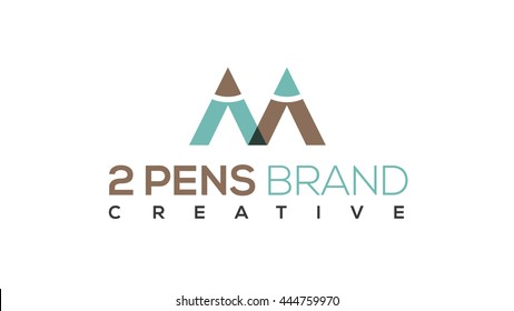 2 pencils vector logo template. Architects logo. Design studio logo.