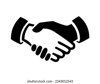 2 people hands shaking, handshake, hand shake, symbol and sign of friendship, partnership, business deal, agreement, success, graphic, outline, vector, illustration in black and white color, isolated 